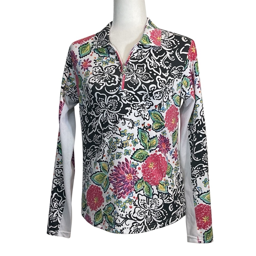 San Soleil Quarter Zip Long Sleeve Top